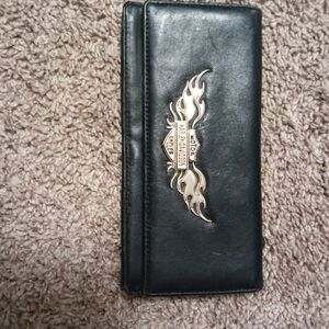 Black Leather Wallet with Harley-Davidson Logo